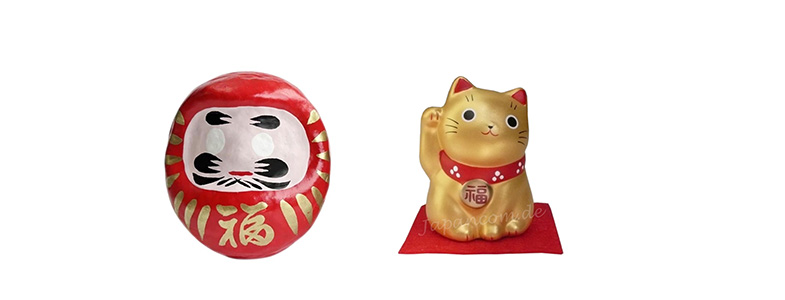 Daruma, Glückskatzen, Glücksbringer aus Japan