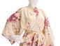 Preview: Kimono Bademantel Cherry Blossom beige gefüttert