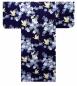 Preview: Damen Yukata Kimono Kirschblüten und Kraniche dunkelblau