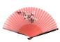 Preview: Japanischer Handfächer aus rosafarbener Seide mit rosa und roten Blüten