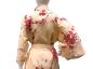 Preview: Knielanger Bademantel Kimono mit Kirschblueten beige