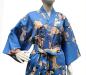 Preview: Blauer kurzer Damen Happi mit aufwendigem Kimonodruck aus Japan