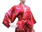 Preview: Knielanger Seiden-Kimono mit Kranichmotiv