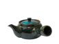 Preview: Handgefertigte japanische Kyusu mit türkisfarbenem Pinseldekor