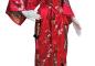 Preview: Seidenkimono Morgenmantel Kirschblütenfest rot