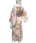 Preview: Weißer japanischer Seidenkimono mit Kranichen und roten Kirschblüten