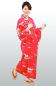 Preview: Damen Yukata Kimono Kranich über Wellen rot