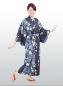 Preview: Damen Kimono Sakura Kirschblüte blau, lang