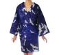 Preview: Happi Kimono Kranich Wellen royalblau, kurz