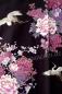 Preview: Bademantel Kimono Fliegender Kranich schwarz kurz Baumwollsatin