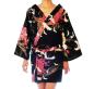 Preview: Happi Kimono Tsuru (Kranich) schwarz knielang