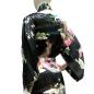 Preview: Seidenkimono Ukiyoe schwarz kurz