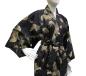 Preview: Damen / Herren Kimono Kraniche Kiefern schwarz knielang