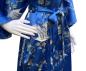 Preview: Seiden Kimono Kraniche und Kirschblüten Damen blau