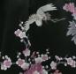 Preview: Bademantel Kimono Fliegender Kranich schwarz kurz Baumwollsatin