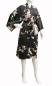 Preview: Schwarzer Damen-Seidenkimono aus Maulbeerseide mit Kranichen und Päonien