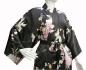 Preview: Schwarzer Kimono-Bademantel aus Seide aus Japan