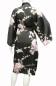 Preview: Schwarzer Morgenmantel Seidenkimono Royal Cranes