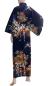 Preview: Blauer Damenkimono mit japanischem Landschaftsmotiv