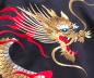 Preview: Herren Kimono Hausmantel Goldener Drachen Tsumugi schwarz