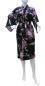 Preview: Schwarzer Happi Kimono mit Kranichmotiv und Bindegürtel