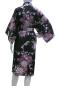 Preview: Bademantel Kimono Fliegender Kranich schwarz kurz Baumwollsatin