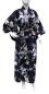 Preview: Damen Yukata Kimono Kirschblüten und Kraniche dunkelblau