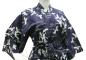 Preview: Yukata Kimono Schneekraniche blau kurz
