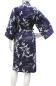 Preview: Yukata Kimono Schneekraniche blau kurz