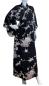Preview: Damen Kimono Seide Royal Cranes schwarz, lang