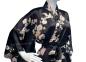 Preview: Damen Kimono Seide Royal Cranes schwarz, lang