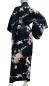 Preview: Damen Kimono Seide Royal Cranes schwarz, lang