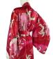 Preview: Kimono Seide Tsuru (Kranich) rot, lang