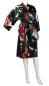 Preview: Seidenkimono Morgenmantel Tsuru schwarz, kurz