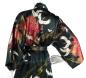 Preview: Seidenkimono Morgenmantel Tsuru schwarz, kurz