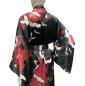 Preview: Damenkimono Tsuru (Kranich) Seide schwarz, lang