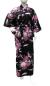 Preview: Damenkimono in Schwarz mit Kranichmotiv und Blumen
