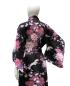 Preview: Damen Kimono Fliegender Kranich schwarz Baumwollsatin