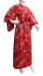 Preview: Roter Damenkimono mit Bambus, Fächern und Kirschblüten