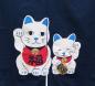 Preview: Japan Noren Maneki Winkekatze blau lang