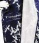 Preview: Damen Kimono Schneekraniche blau 135 cm gefüttert