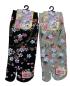 Preview: Japanische Tabi Socken Kirschblüten, schwarz und grau