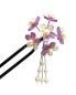 Preview: Haarnadel Sakura 6 Blüten violett U-Form