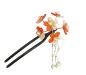 Preview: Haarnadel Sakura 6 Blüten U-Form orangerot