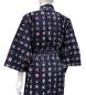 Preview: Herren Yukata Kimono Kanji blau Baumwolle