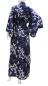 Preview: Damen Yukata Kimono Schneekraniche dunkelblau