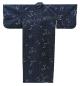 Preview: Schnittansicht des langen dunkelblauen Yukata mit weißen Libellen