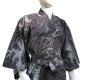 Preview: Herren Yukata Kimono Wellen Schwarz im japanischen Stil