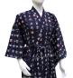 Preview: Herren Yukata Kimono Kanji blau Baumwolle vorne