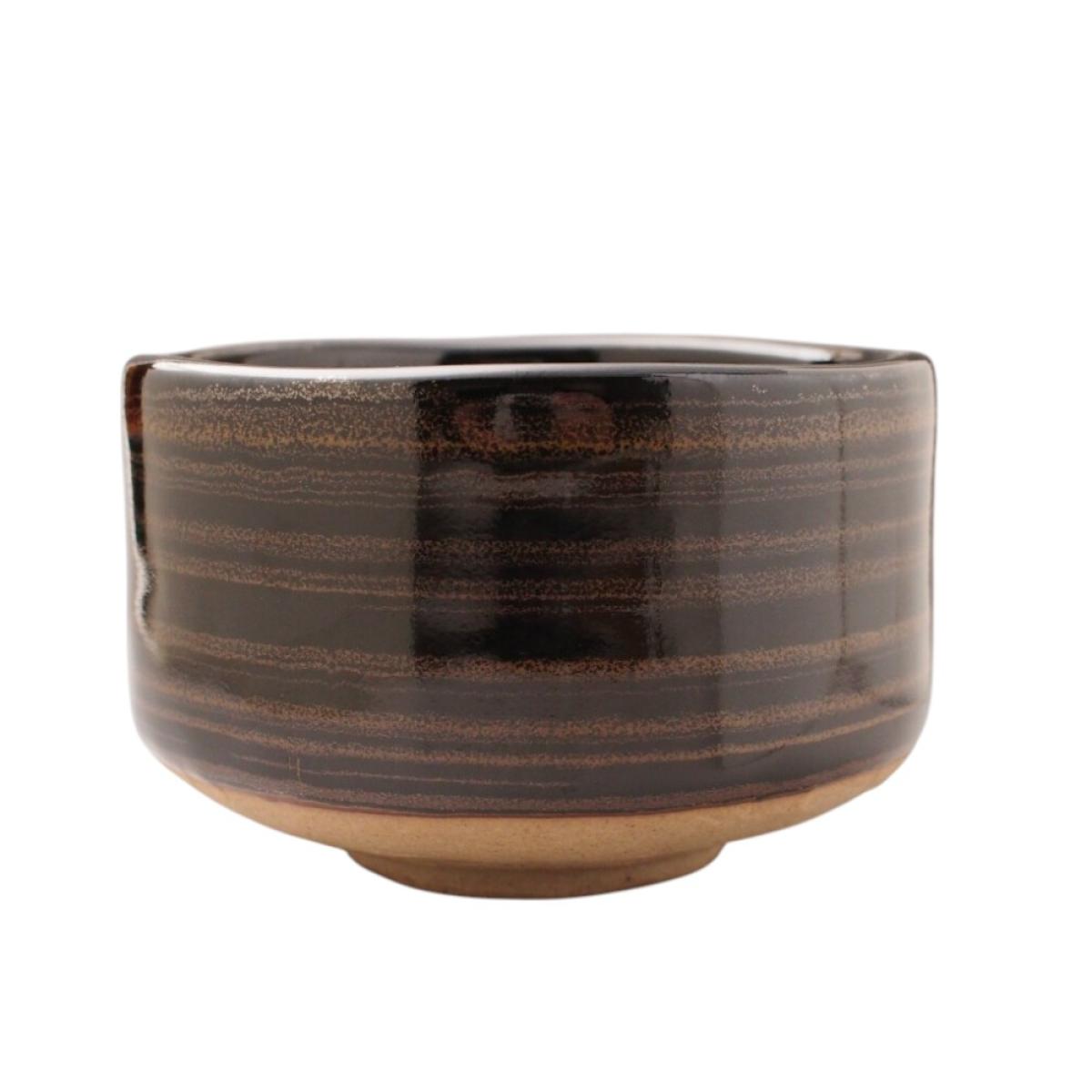 Matchaschale Swirl schwarz-braun